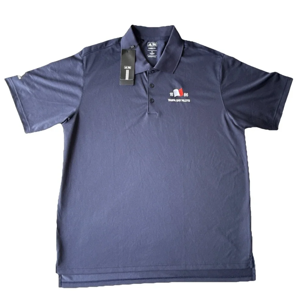 Adidas Polo Shirt Adult Large Black Golf Performance Climalite Mens With Logo‎